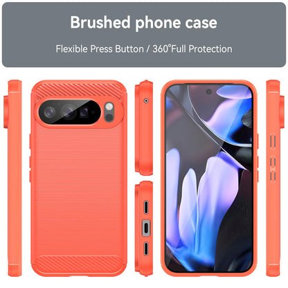 Google Pixel 10 Pro XL Carbon Fiber Brushed Texture TPU Protective Phone Case Shockproof Slim Cover