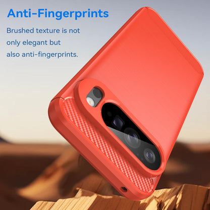Google Pixel 10 Pro XL Carbon Fiber Brushed Texture TPU Protective Phone Case Shockproof Slim Cover