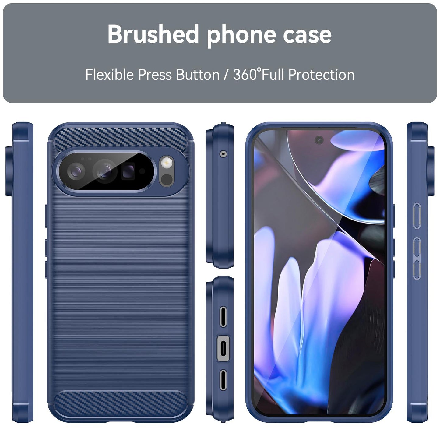 Google Pixel 10 Pro XL Carbon Fiber Brushed Texture TPU Protective Phone Case Shockproof Slim Cover