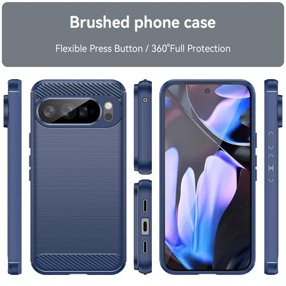 Google Pixel 10 Pro XL Carbon Fiber Brushed Texture TPU Protective Phone Case Shockproof Slim Cover