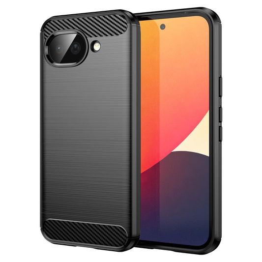 Google Pixel 10a Carbon Fiber Brushed Texture TPU Protective Phone Case Shockproof Slim Cover
