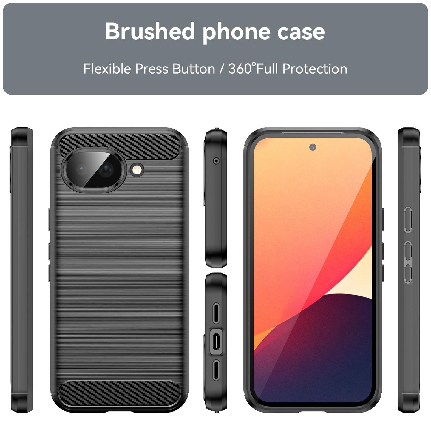 Google Pixel 10a Carbon Fiber Brushed Texture TPU Protective Phone Case Shockproof Slim Cover