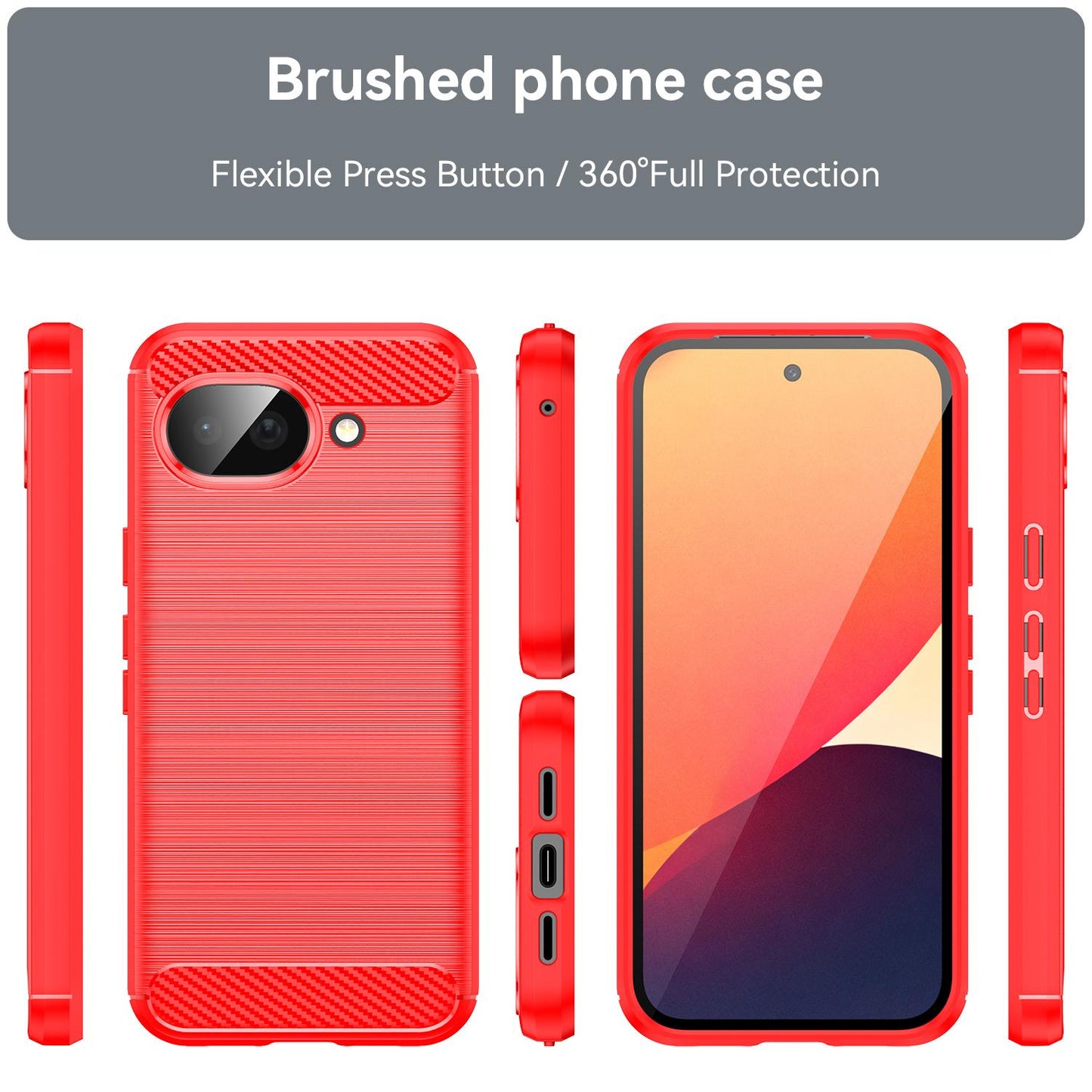 Google Pixel 10a Carbon Fiber Brushed Texture TPU Protective Phone Case Shockproof Slim Cover