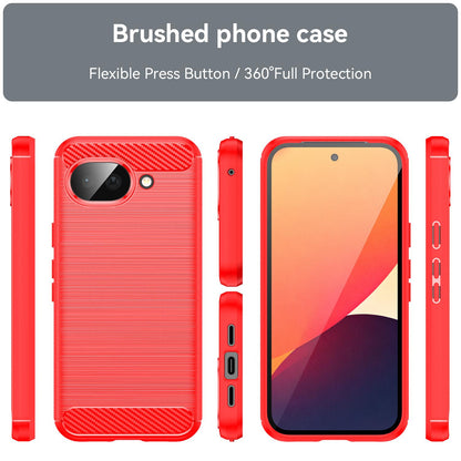Google Pixel 10a Carbon Fiber Brushed Texture TPU Protective Phone Case Shockproof Slim Cover
