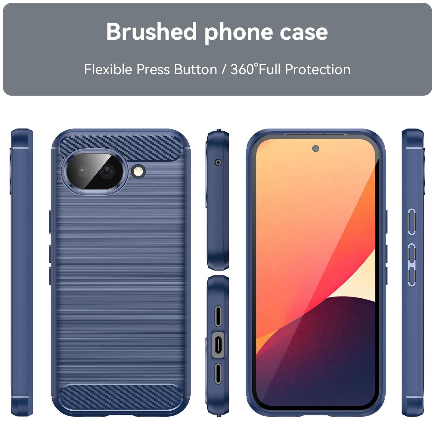 Google Pixel 10a Carbon Fiber Brushed Texture TPU Protective Phone Case Shockproof Slim Cover