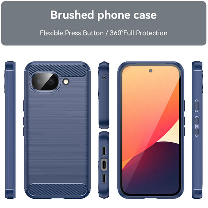 Google Pixel 10a Carbon Fiber Brushed Texture TPU Protective Phone Case Shockproof Slim Cover