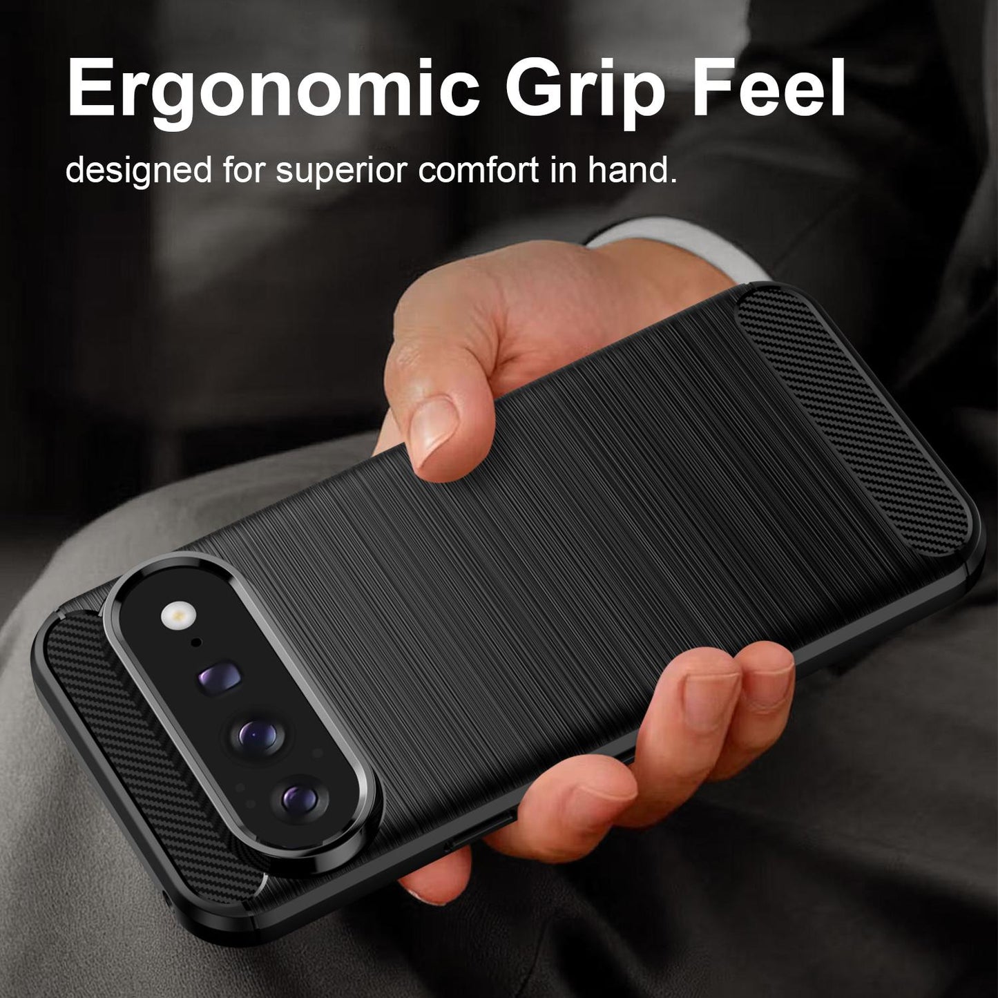 Google Pixel 11 Pro XL Carbon Fiber Brushed Texture TPU Protective Phone Case Shockproof Slim Cover