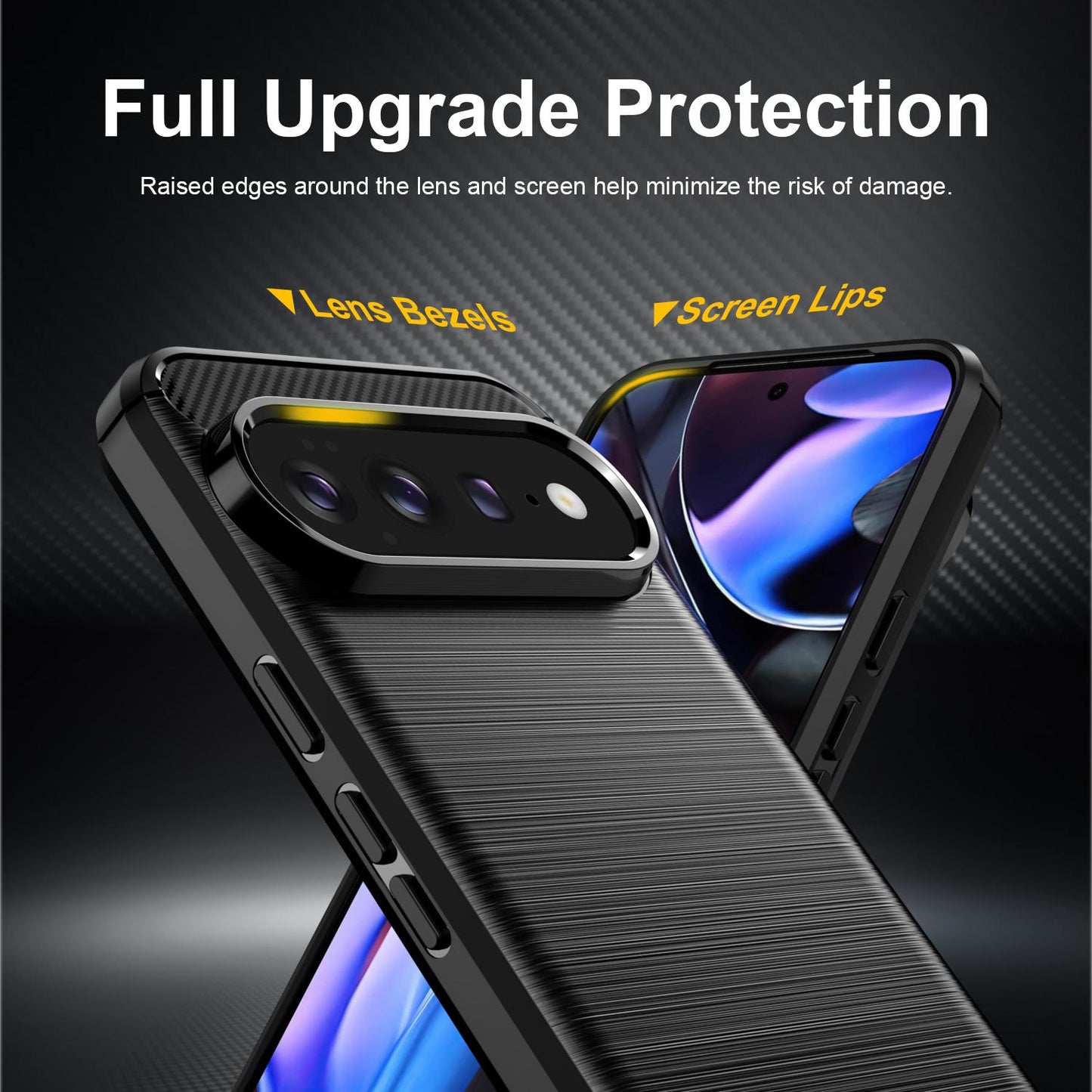 Google Pixel 11 Pro XL Carbon Fiber Brushed Texture TPU Protective Phone Case Shockproof Slim Cover