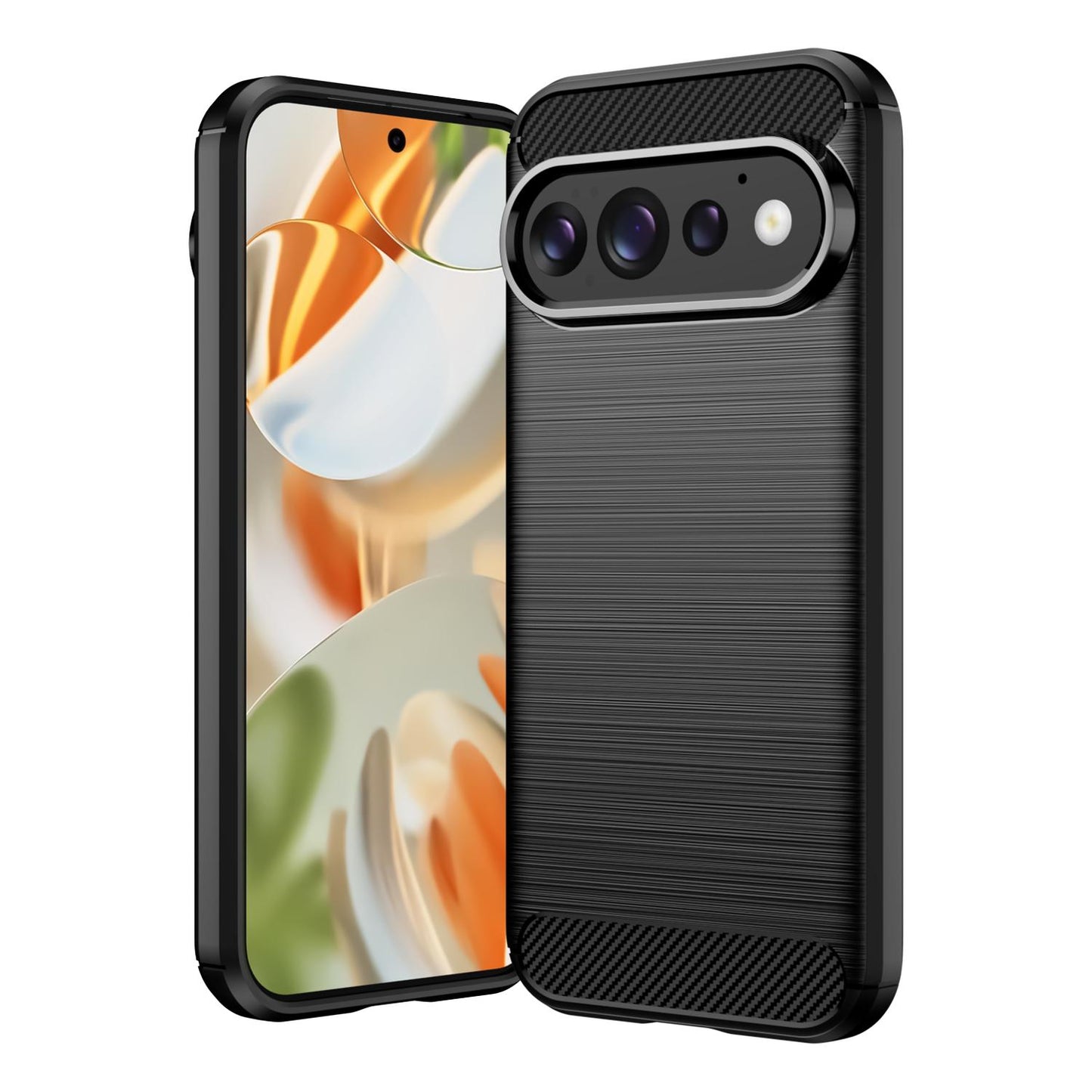 Google Pixel 11 Carbon Fiber Brushed Texture TPU Protective Phone Case Shockproof Slim Cover