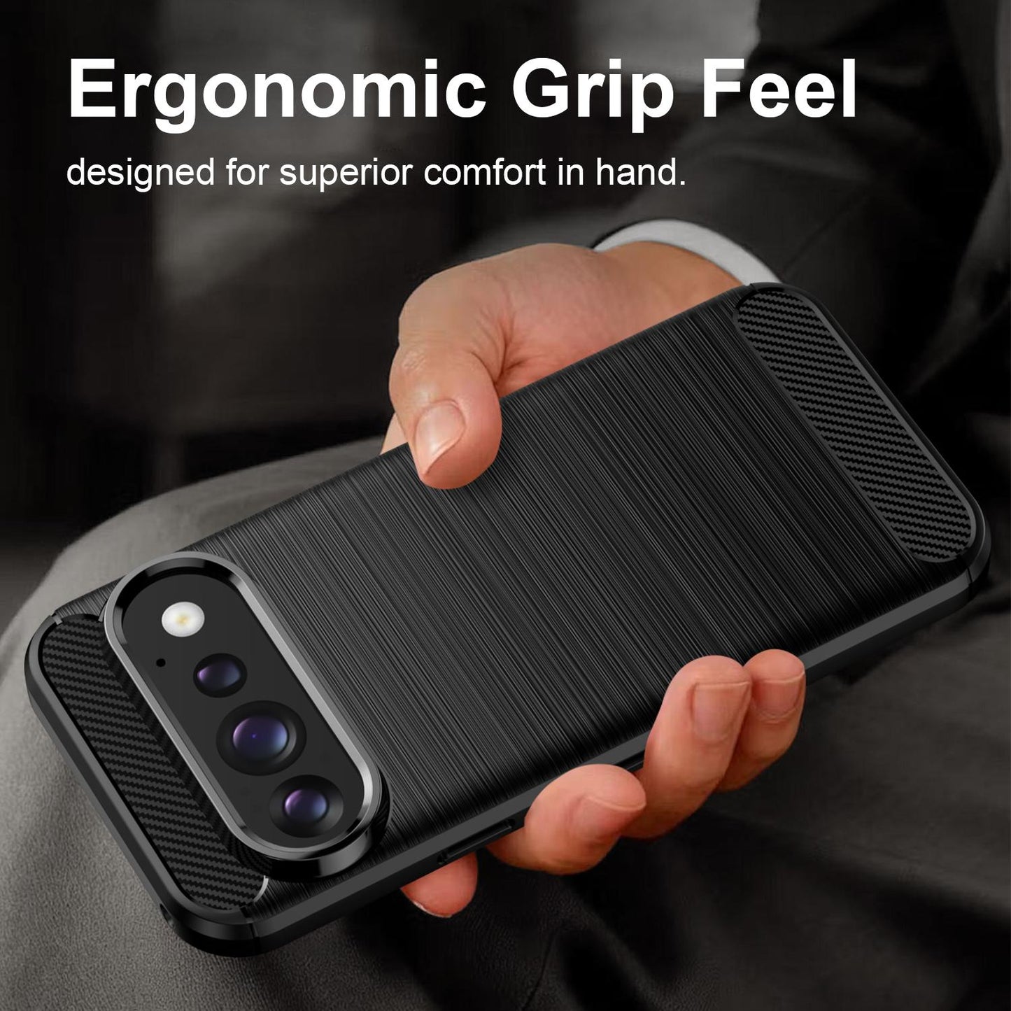 Google Pixel 11 Pro Carbon Fiber Brushed Texture TPU Protective Phone Case Shockproof Slim Cover