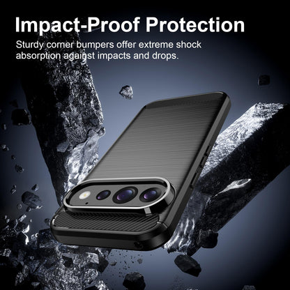 Google Pixel 11 Pro Carbon Fiber Brushed Texture TPU Protective Phone Case Shockproof Slim Cover