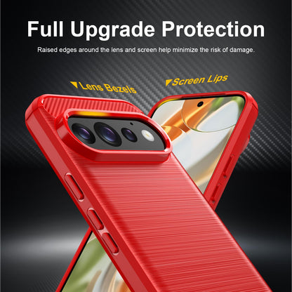 Google Pixel 11 Pro Carbon Fiber Brushed Texture TPU Protective Phone Case Shockproof Slim Cover
