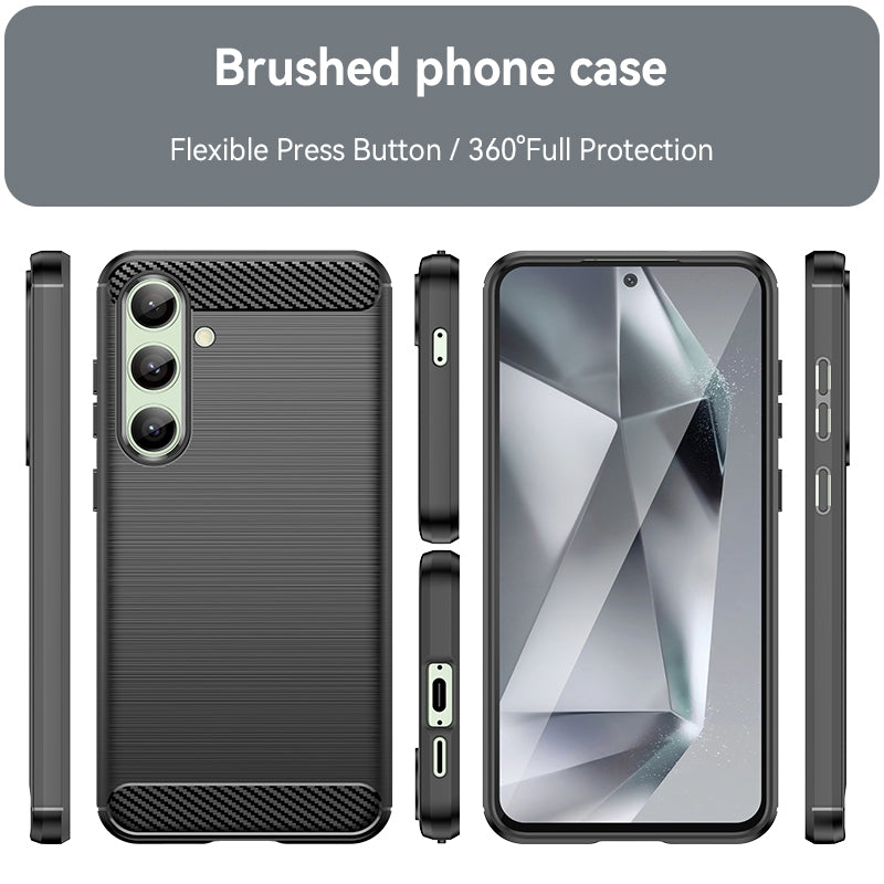 Samsung Galaxy S24 FE 5G Carbon Fibre Brushed Texture TPU Protective Phone Case Shockproof Slim Cover