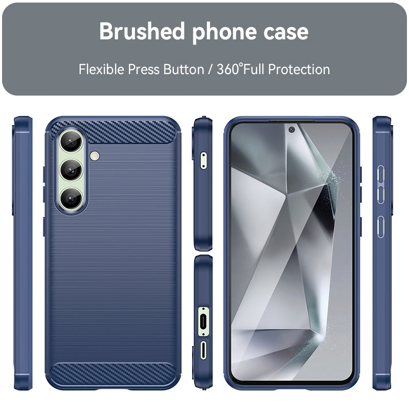 Samsung Galaxy S24 FE 5G Carbon Fiber Brushed Texture TPU Protective Phone Case Shockproof Slim Cover