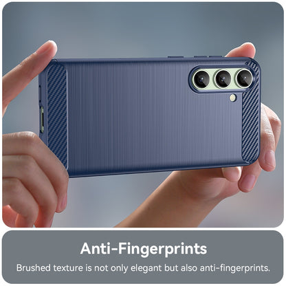 Samsung Galaxy S24 FE 5G Carbon Fiber Brushed Texture TPU Protective Phone Case Shockproof Slim Cover