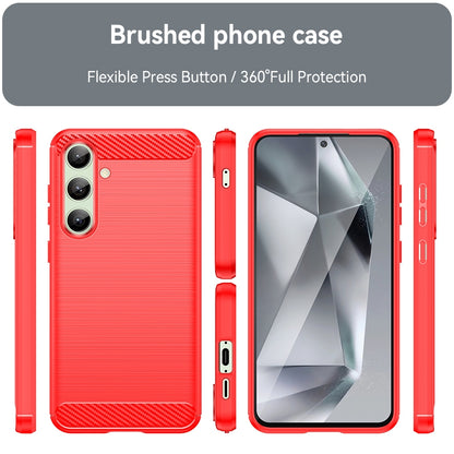 Samsung Galaxy S24 FE 5G Carbon Fiber Brushed Texture TPU Protective Phone Case Shockproof Slim Cover