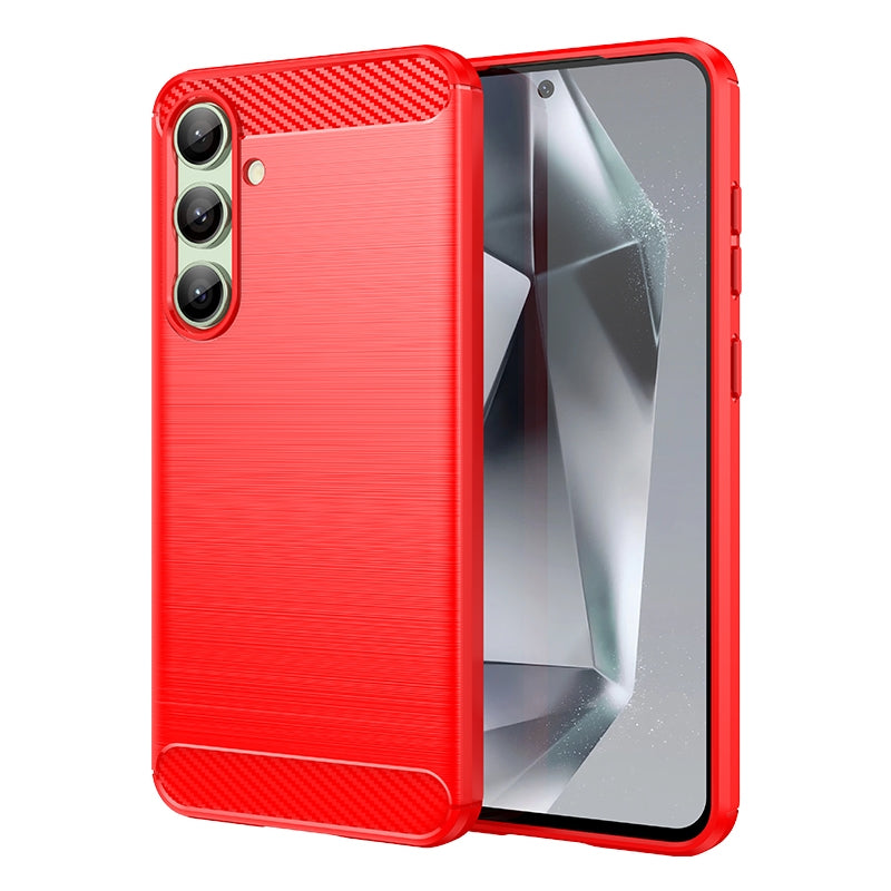 Samsung Galaxy S24 FE 5G Carbon Fiber Brushed Texture TPU Protective Phone Case Shockproof Slim Cover