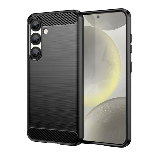 Samsung Galaxy S25 5G Carbon Fibre Brushed Texture TPU Protective Phone Case Shockproof Slim Cover
