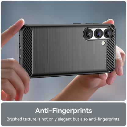Samsung Galaxy S25 5G Carbon Fiber Brushed Texture TPU Protective Phone Case Shockproof Slim Cover