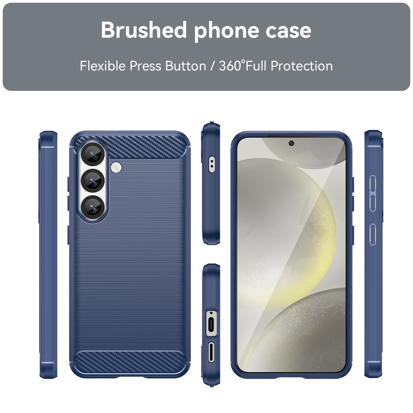 Samsung Galaxy S25 5G Carbon Fibre Brushed Texture TPU Protective Phone Case Shockproof Slim Cover