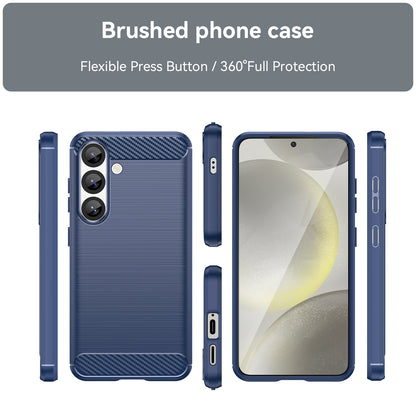Samsung Galaxy S25 5G Carbon Fiber Brushed Texture TPU Protective Phone Case Shockproof Slim Cover