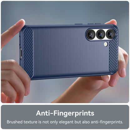 Samsung Galaxy S25 5G Carbon Fiber Brushed Texture TPU Protective Phone Case Shockproof Slim Cover