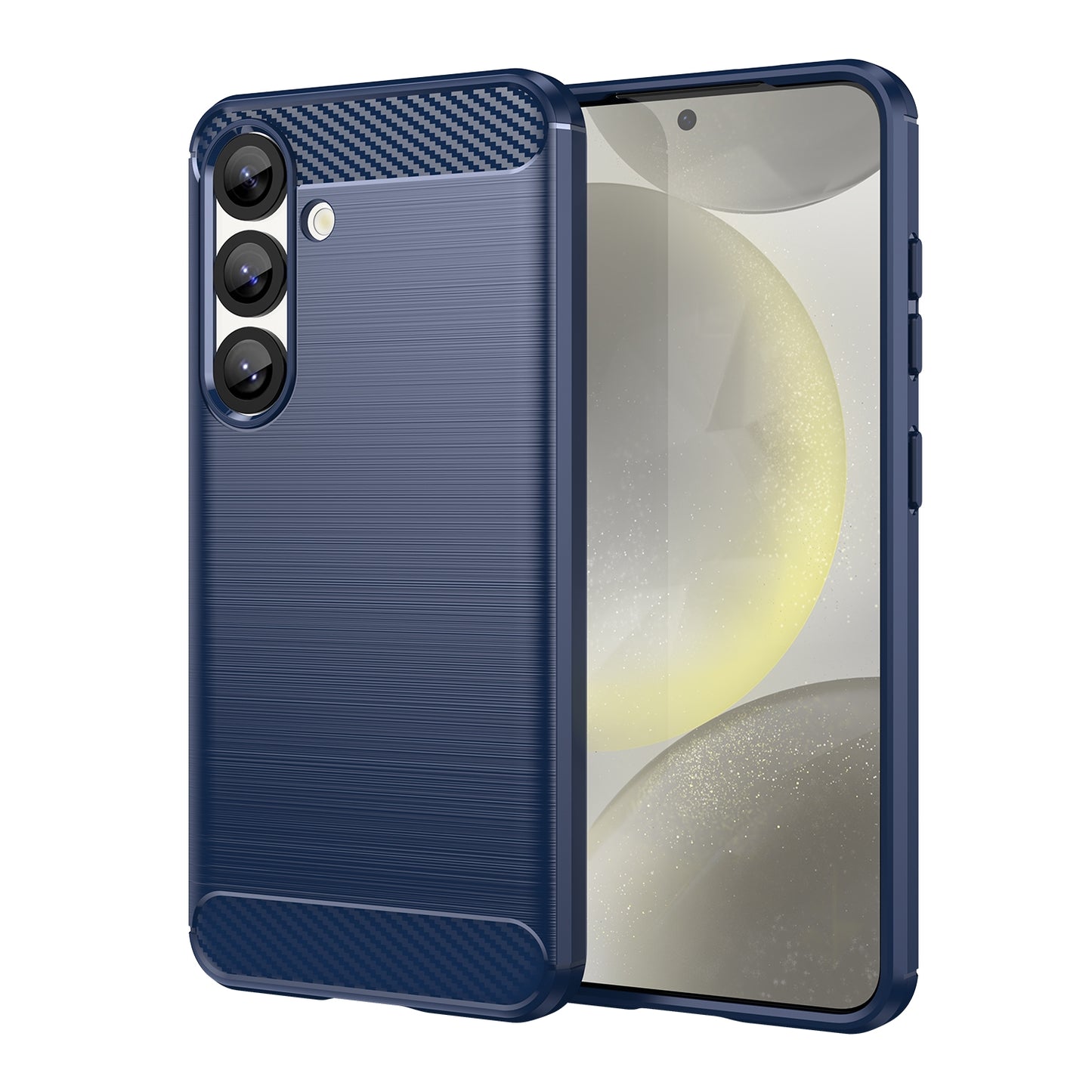 Samsung Galaxy S25 5G Carbon Fiber Brushed Texture TPU Protective Phone Case Shockproof Slim Cover