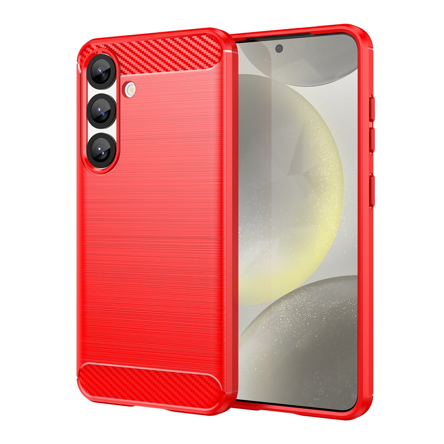 Samsung Galaxy S25 5G Carbon Fiber Brushed Texture TPU Protective Phone Case Shockproof Slim Cover