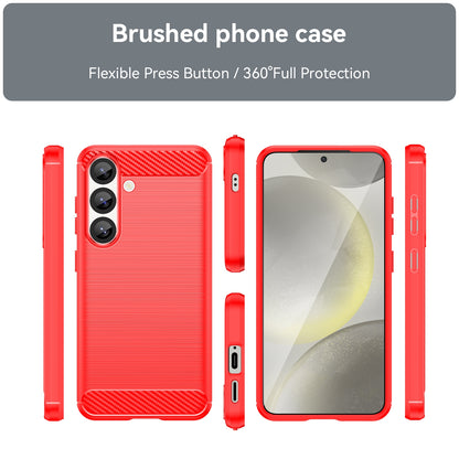 Samsung Galaxy S25 5G Carbon Fibre Brushed Texture TPU Protective Phone Case Shockproof Slim Cover