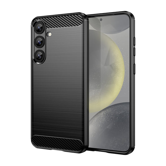 Samsung Galaxy S25+ 5G Carbon Fibre Brushed Texture TPU Protective Phone Case Shockproof Slim Cover