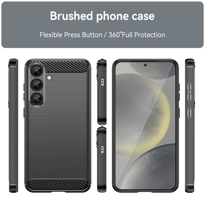 Samsung Galaxy S25+ 5G Carbon Fibre Brushed Texture TPU Protective Phone Case Shockproof Slim Cover