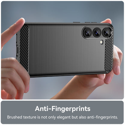 Samsung Galaxy S25+ 5G Carbon Fiber Brushed Texture TPU Protective Phone Case Shockproof Slim Cover
