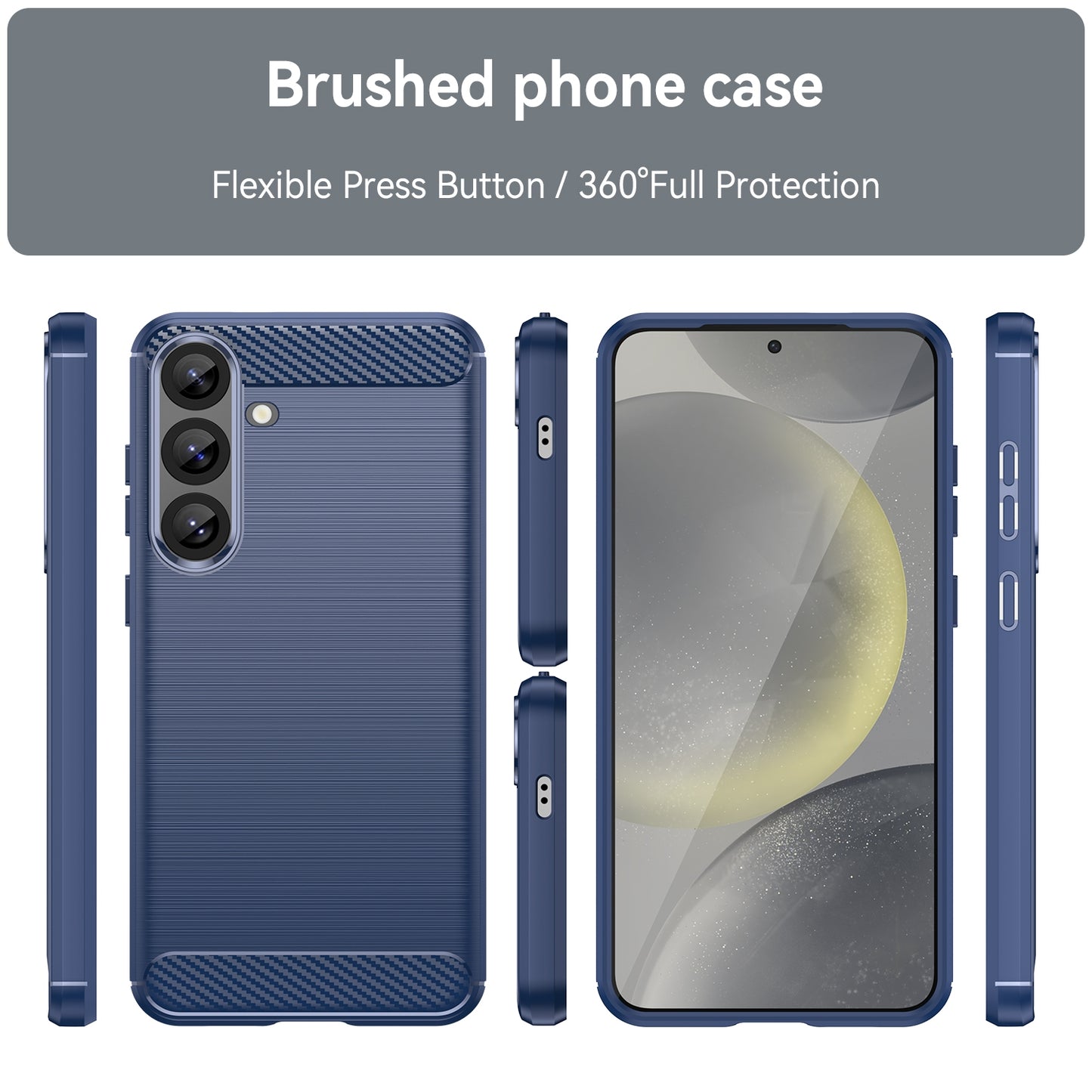 Samsung Galaxy S25+ 5G Carbon Fibre Brushed Texture TPU Protective Phone Case Shockproof Slim Cover