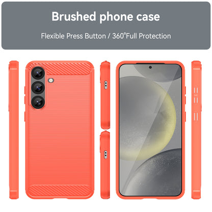 Samsung Galaxy S25+ 5G Carbon Fibre Brushed Texture TPU Protective Phone Case Shockproof Slim Cover