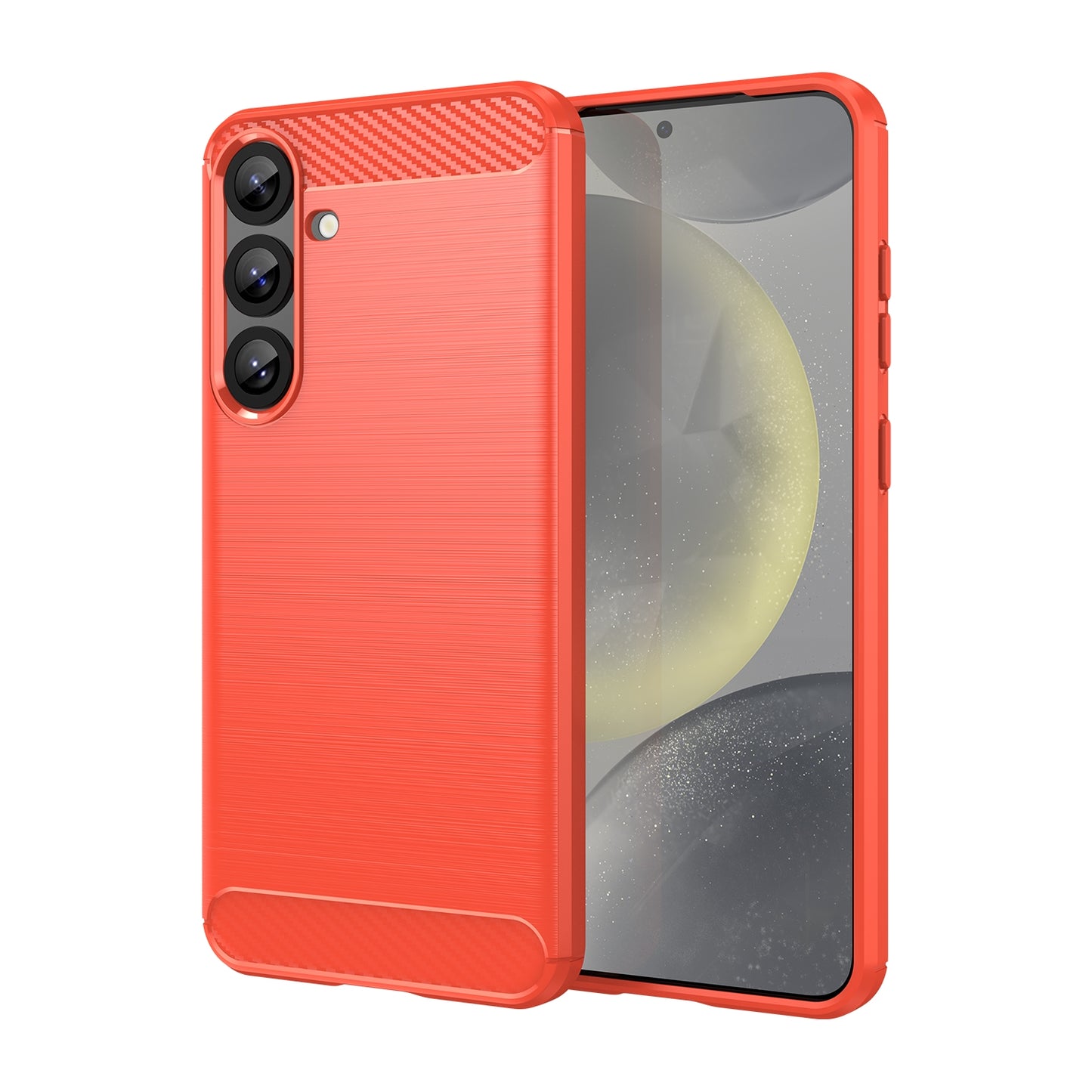 Samsung Galaxy S25+ 5G Carbon Fiber Brushed Texture TPU Protective Phone Case Shockproof Slim Cover