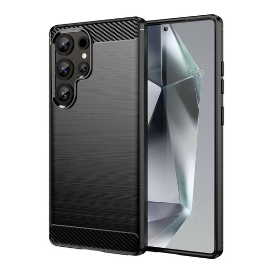 Samsung Galaxy S25 Ultra 5G Carbon Fibre Brushed Texture TPU Protective Phone Case Shockproof Slim Cover
