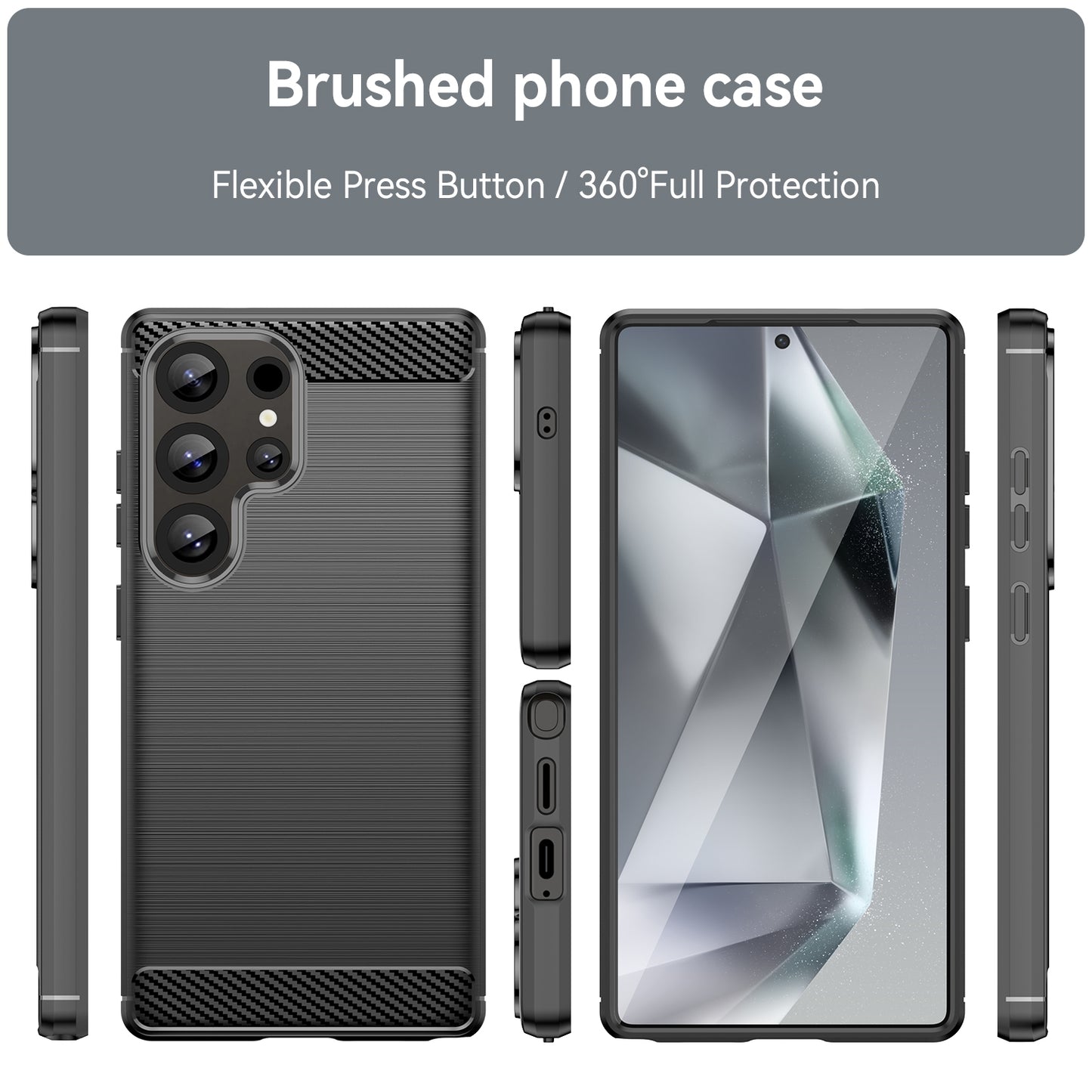 Samsung Galaxy S25 Ultra 5G Carbon Fibre Brushed Texture TPU Protective Phone Case Shockproof Slim Cover