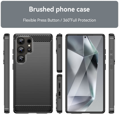 Samsung Galaxy S25 Ultra 5G Carbon Fibre Brushed Texture TPU Protective Phone Case Shockproof Slim Cover