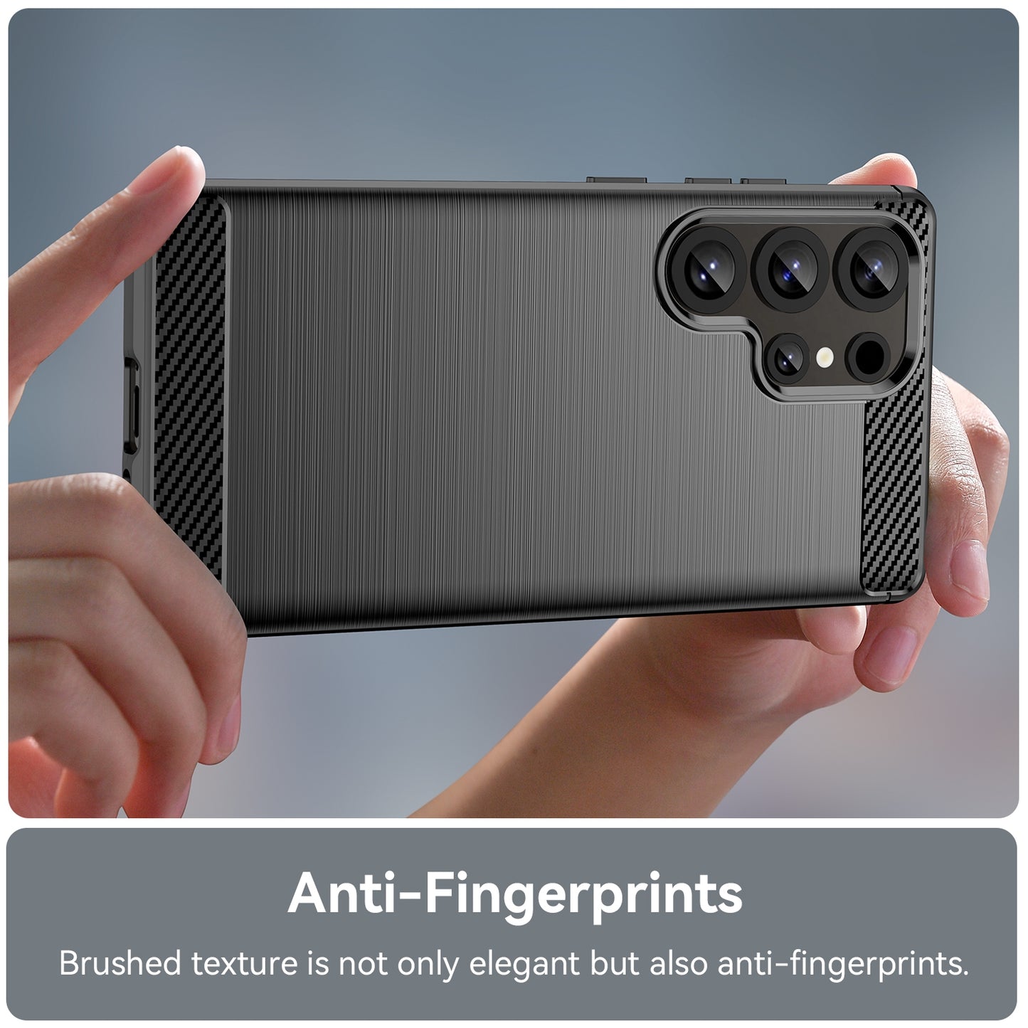 Samsung Galaxy S25 Ultra 5G Carbon Fiber Brushed Texture TPU Protective Phone Case Shockproof Slim Cover