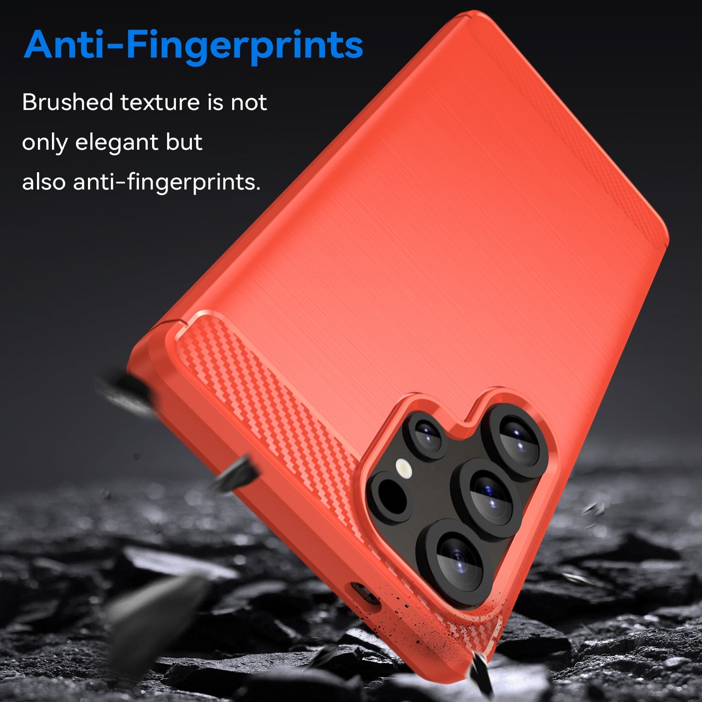 Samsung Galaxy S25 Ultra 5G Carbon Fiber Brushed Texture TPU Protective Phone Case Shockproof Slim Cover
