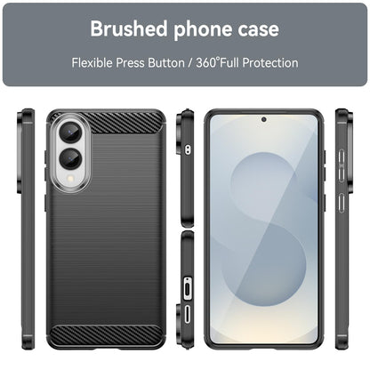 Samsung Galaxy S25 Edge 5G Carbon Fiber Brushed Texture TPU Protective Phone Case Shockproof Slim Cover