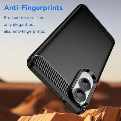 Samsung Galaxy S25 Edge 5G Carbon Fiber Brushed Texture TPU Protective Phone Case Shockproof Slim Cover