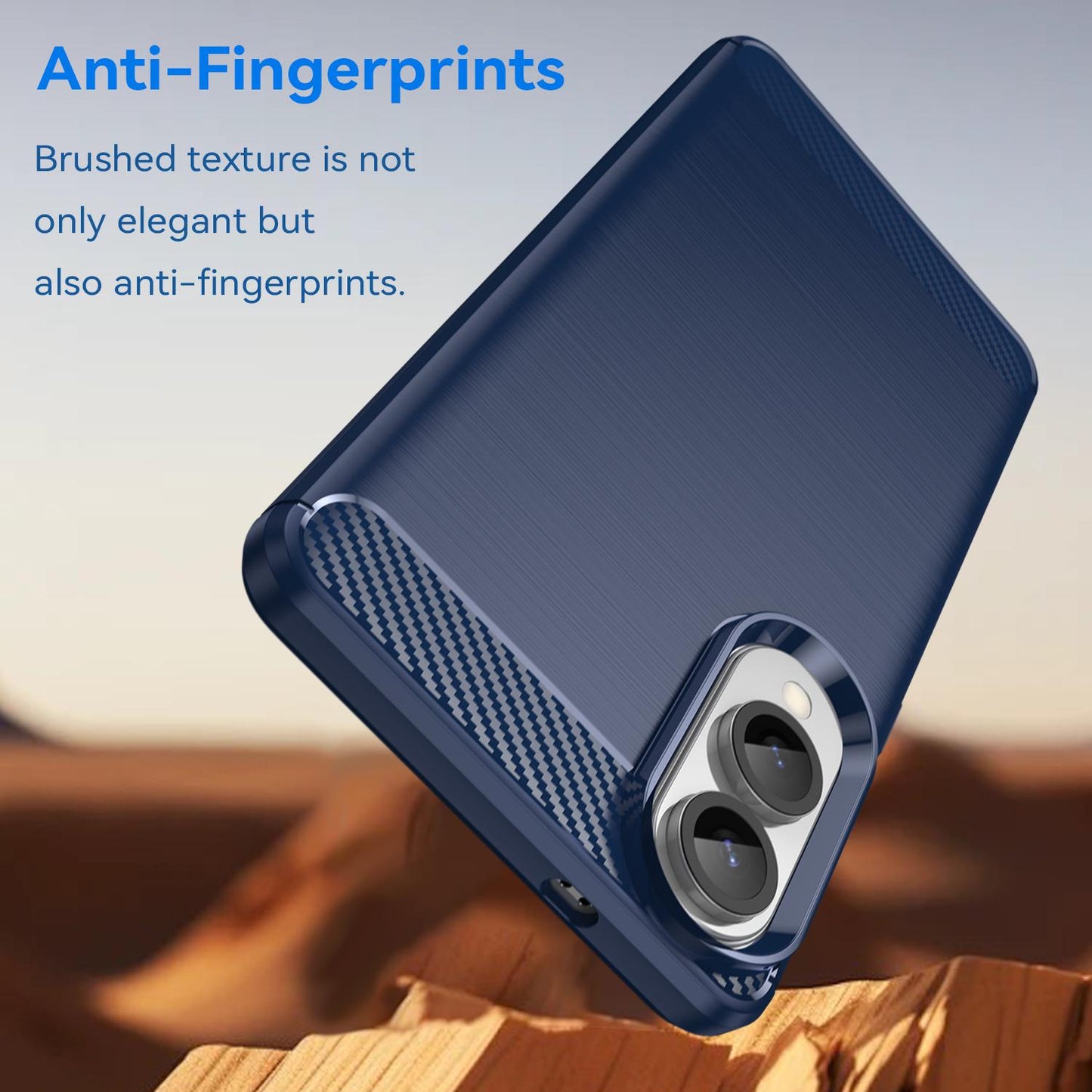 Samsung Galaxy S25 Edge 5G Carbon Fiber Brushed Texture TPU Protective Phone Case Shockproof Slim Cover