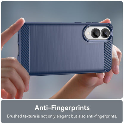 Samsung Galaxy S25 Edge 5G Carbon Fiber Brushed Texture TPU Protective Phone Case Shockproof Slim Cover