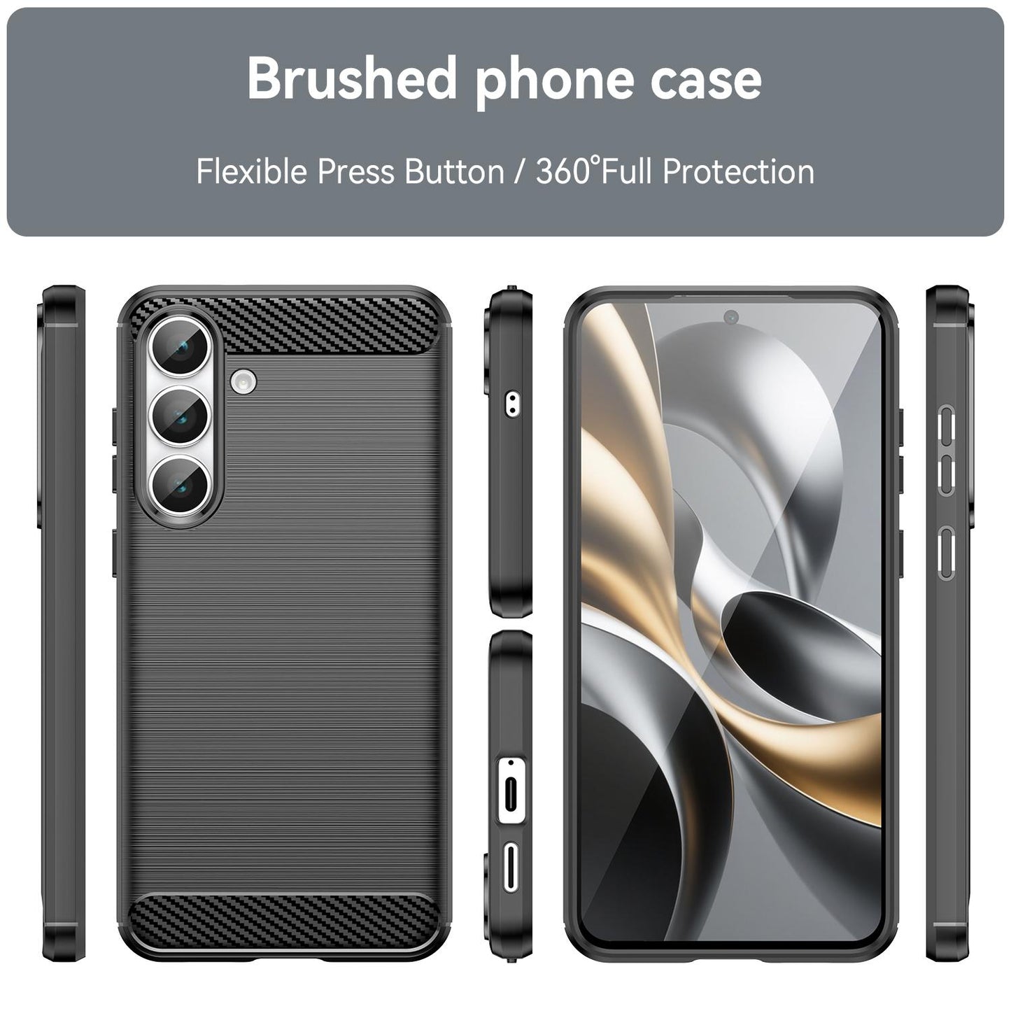 Samsung Galaxy S25 FE 5G Carbon Fiber Brushed Texture TPU Protective Phone Case Shockproof Slim Cover