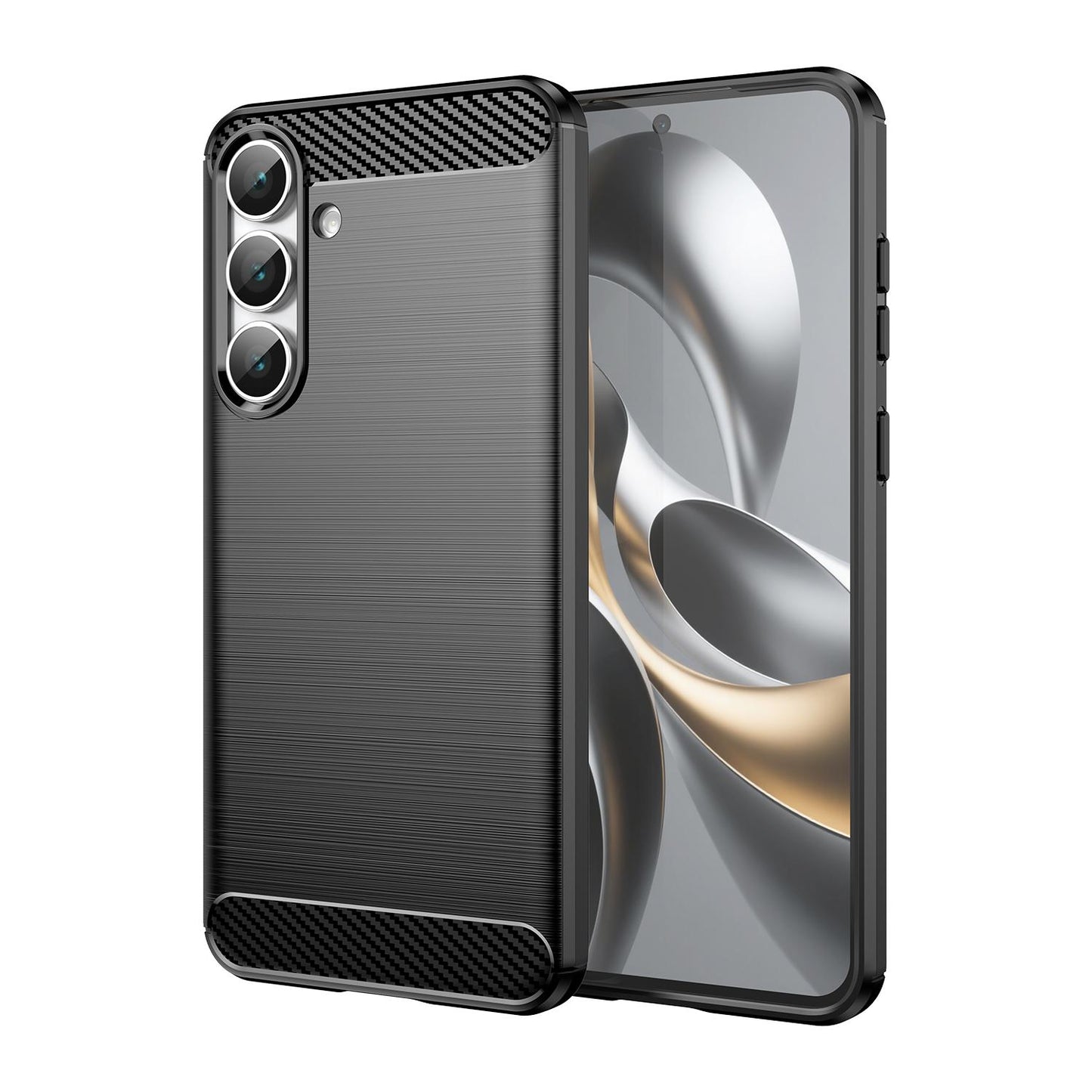 Samsung Galaxy S25 FE 5G Carbon Fiber Brushed Texture TPU Protective Phone Case Shockproof Slim Cover