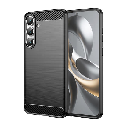 Samsung Galaxy S25 FE 5G Carbon Fiber Brushed Texture TPU Protective Phone Case Shockproof Slim Cover