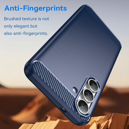 Samsung Galaxy S25 FE 5G Carbon Fiber Brushed Texture TPU Protective Phone Case Shockproof Slim Cover