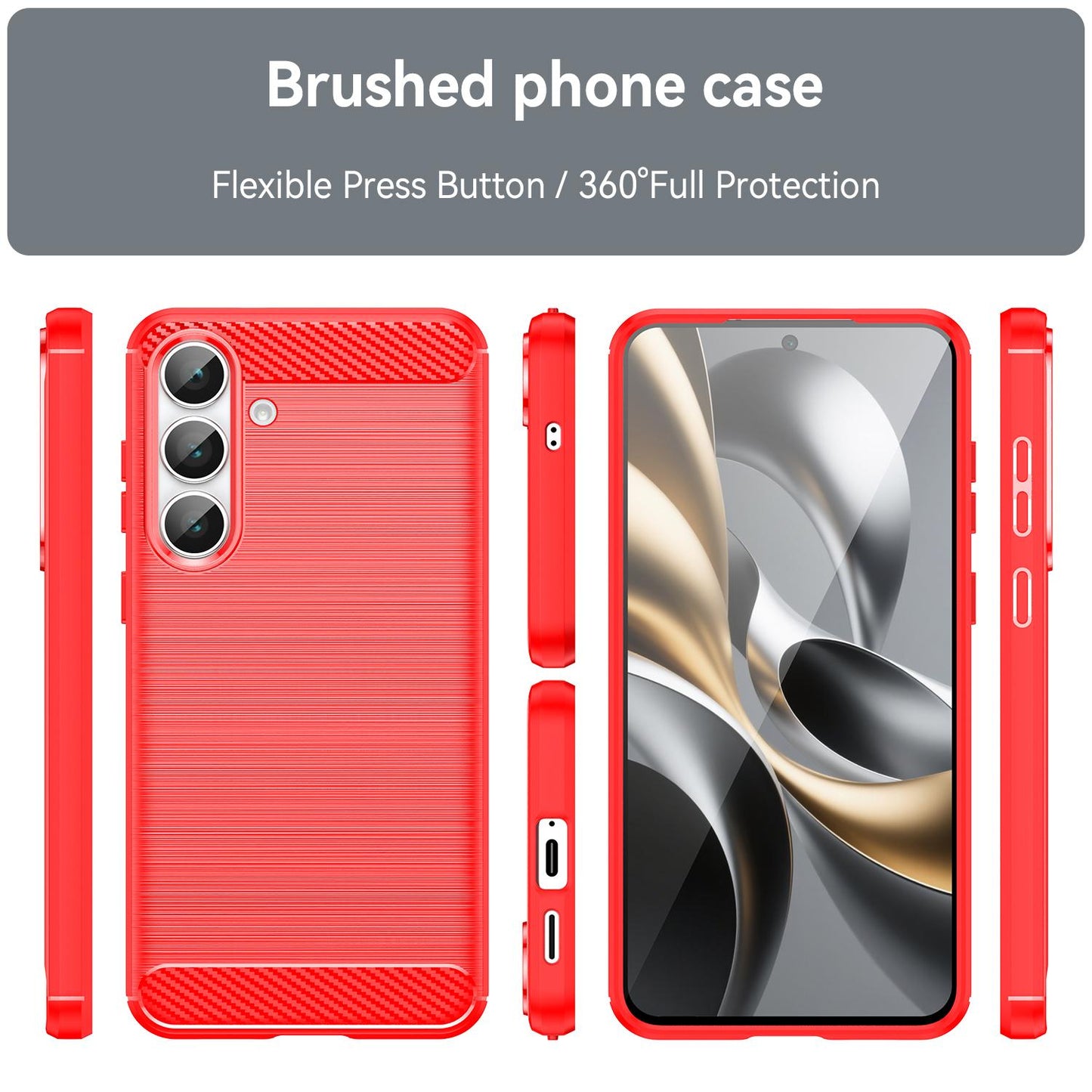 Samsung Galaxy S25 FE 5G Carbon Fibre Brushed Texture TPU Protective Phone Case Shockproof Slim Cover