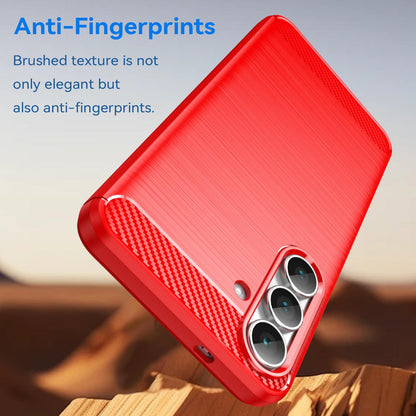 Samsung Galaxy S25 FE 5G Carbon Fiber Brushed Texture TPU Protective Phone Case Shockproof Slim Cover